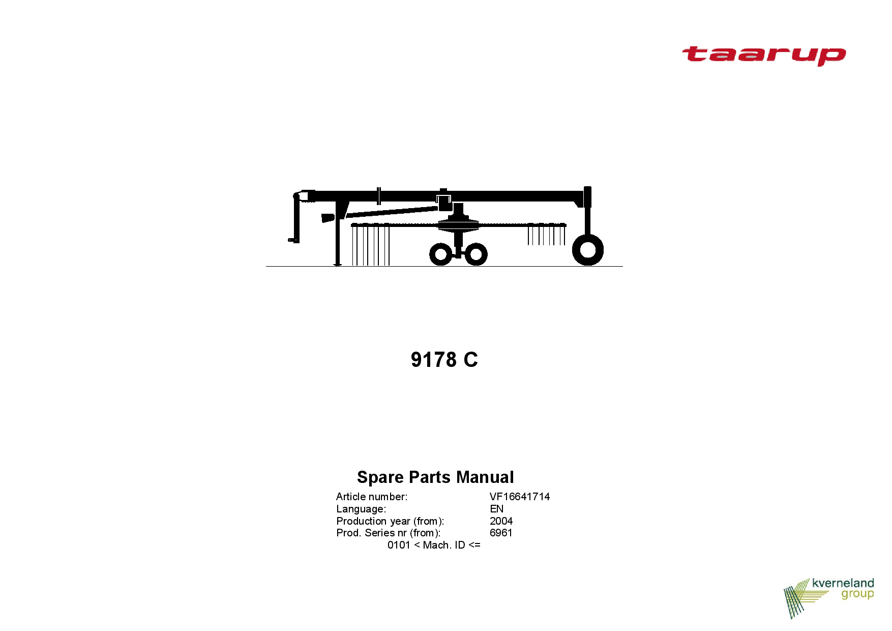 Taarup 9178C Rakes_and_tedders Parts manual catalog PDF Download