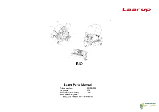 Taarup BIO Bale wrapper Parts manual catalog PDF Download