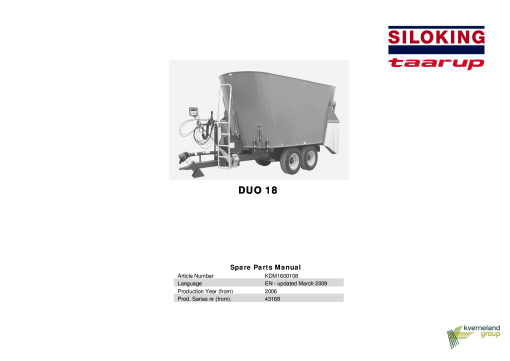 Taarup Duo_18 Feeding Parts manual catalog PDF Download