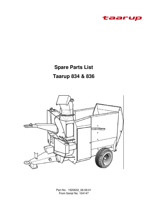 Taarup KD834_KD836 Feeding Parts manual catalog PDF Download