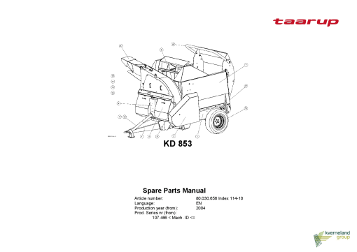 Taarup KD853 Feeding Parts manual catalog PDF Download