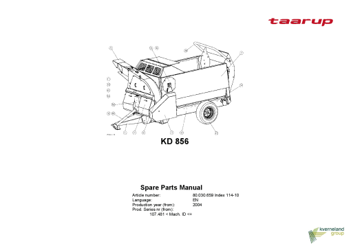 Taarup KD856 Feeding Parts manual catalog PDF Download