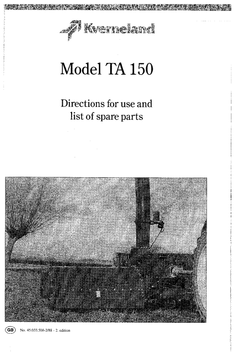 Taarup TA150 Forage_harvester Parts manual catalog PDF Download