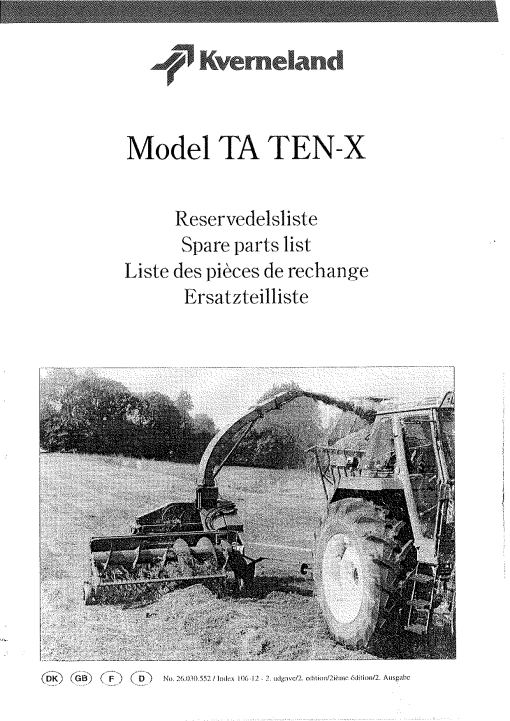 Taarup Ten-X Forage_harvester Parts manual catalog PDF Download