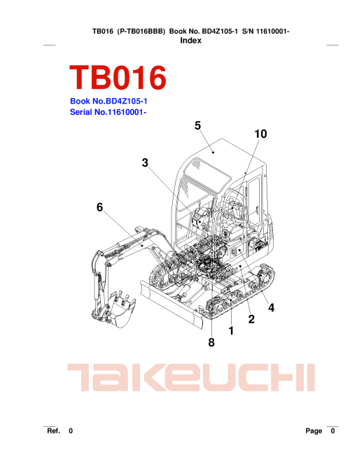 Takeuchi TB016_2 Parts manual catalog PDF Download