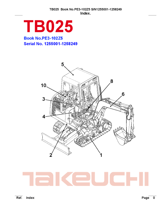 Takeuchi TB025 Parts manual catalog PDF Download