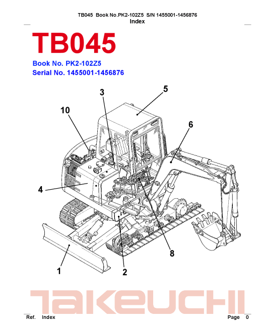 Takeuchi TB045 Parts manual catalog PDF Download
