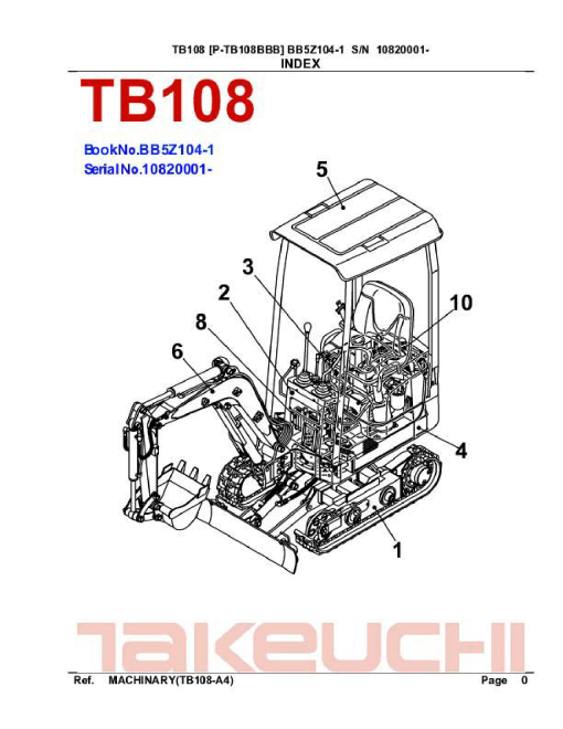 Takeuchi TB108_2 Parts manual catalog PDF Download