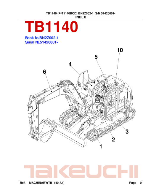 Takeuchi TB1140_2 Parts manual catalog PDF Download