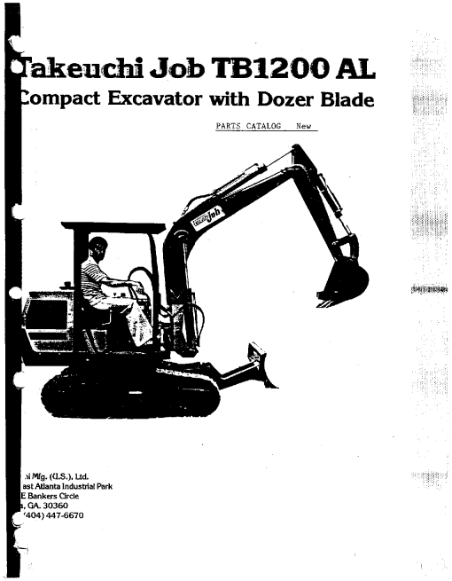 Takeuchi TB1200 Parts manual catalog PDF Download