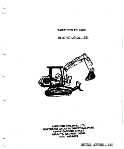 Takeuchi TB1400 Parts manual catalog PDF Download