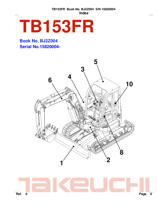 Takeuchi TB153FR Parts manual catalog PDF Download