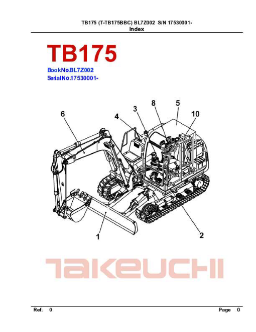 Takeuchi TB175_2 Parts manual catalog PDF Download