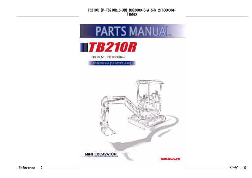 Takeuchi TB210 Parts manual catalog PDF Download