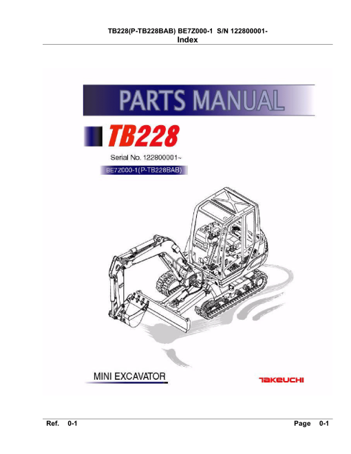 Takeuchi TB228 Parts manual catalog PDF Download
