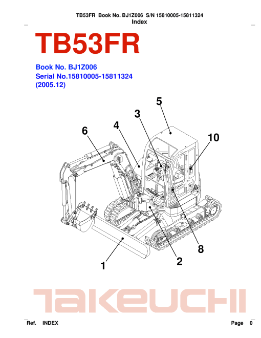 Takeuchi TB53FR Parts manual catalog PDF Download