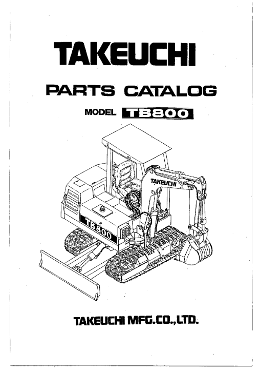 Takeuchi TB800 Parts manual catalog PDF Download