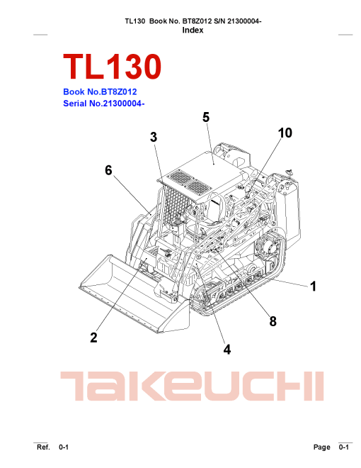 Takeuchi TL130 Parts manual catalog PDF Download