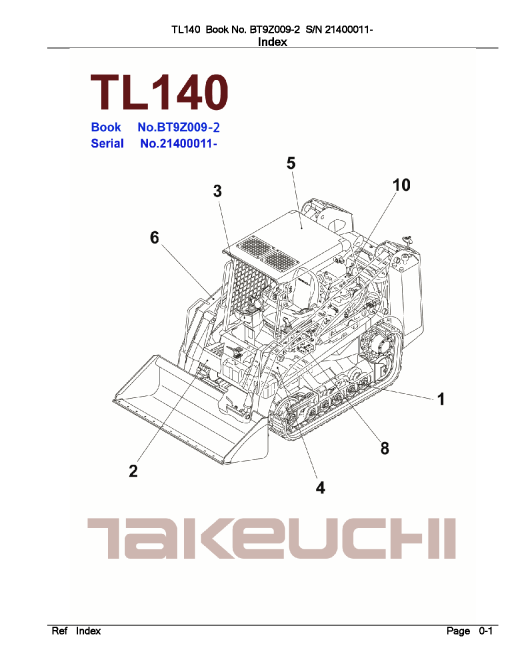 Takeuchi TL140 Parts manual catalog PDF Download