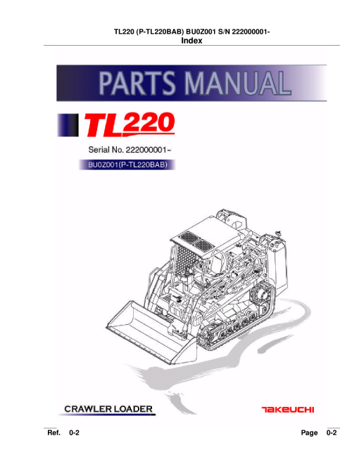Takeuchi TL220 Parts manual catalog PDF Download