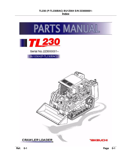 Takeuchi TL230 Parts manual catalog PDF Download