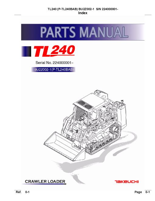 Takeuchi TL240 Parts manual catalog PDF Download