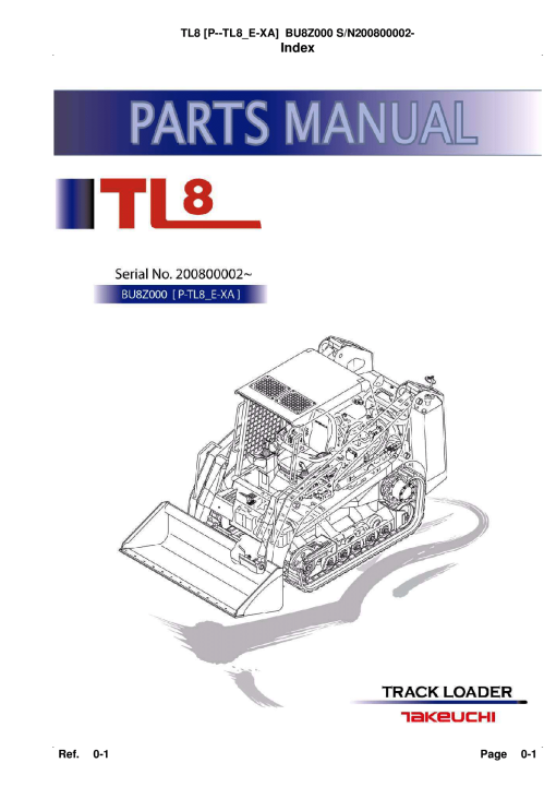 Takeuchi TL8 Parts manual catalog PDF Download