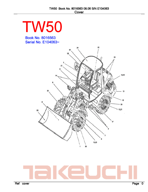 Takeuchi TW50 Parts manual catalog PDF Download