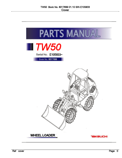 Takeuchi TW50_2 Parts manual catalog PDF Download