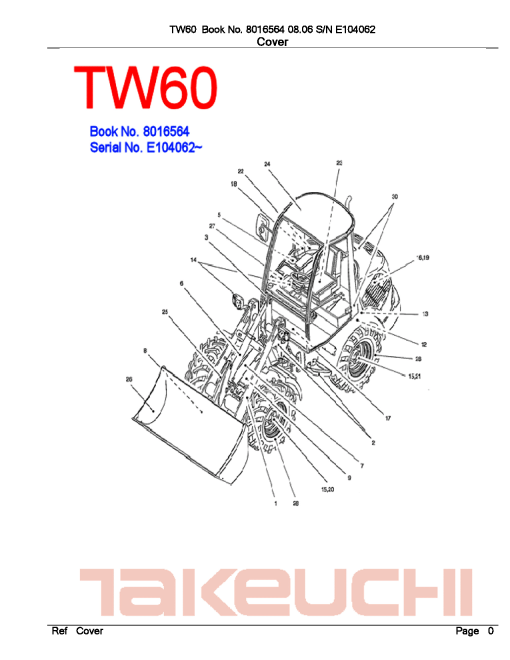 Takeuchi TW60 Parts manual catalog PDF Download
