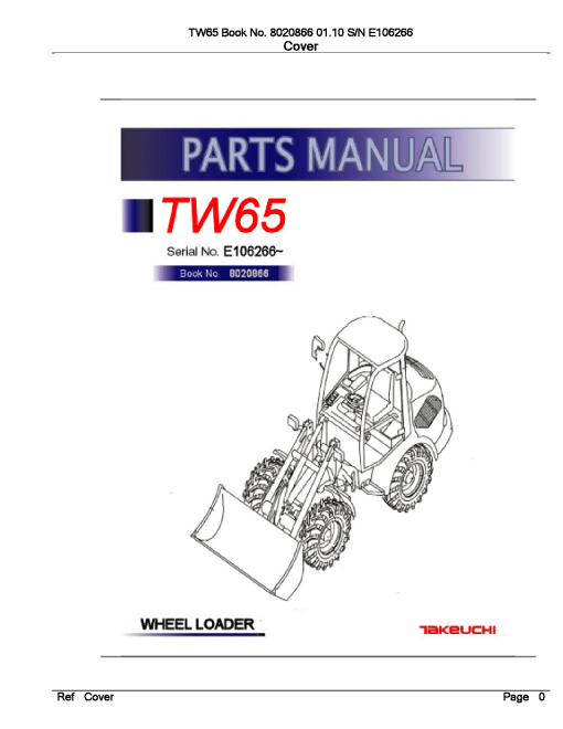 Takeuchi TW65 Parts manual catalog PDF Download