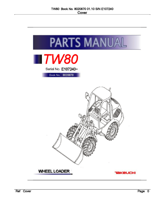 Takeuchi TW80_2 Parts manual catalog PDF Download