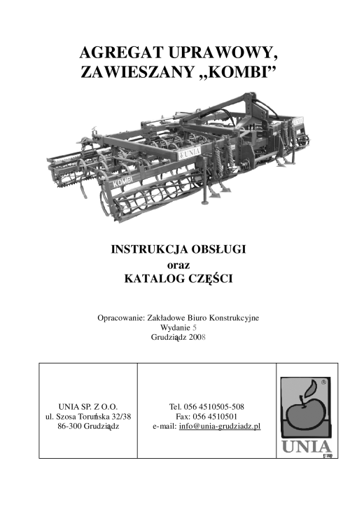 Unia Kombi Parts manual catalog PDF Download