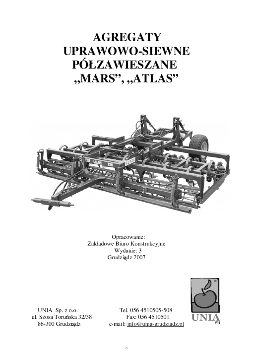 Unia Mars_Atlas Parts manual catalog PDF Download