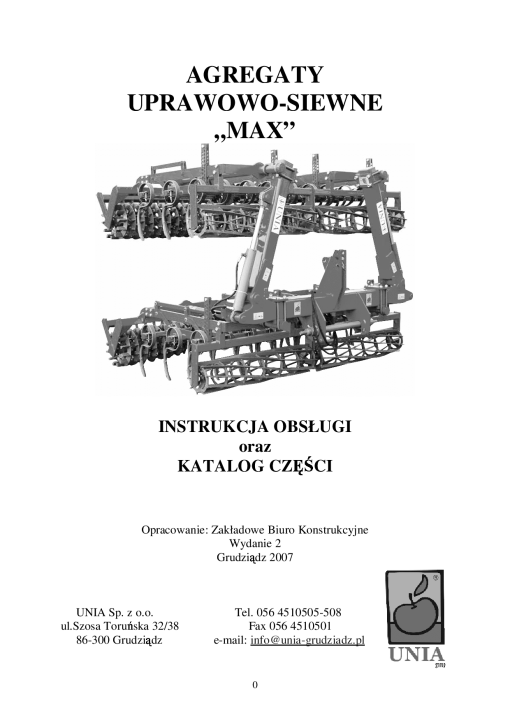 Unia Max Parts manual catalog PDF Download