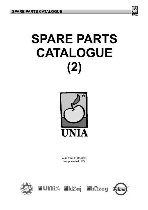 Unia Unia Parts manual catalog PDF Download