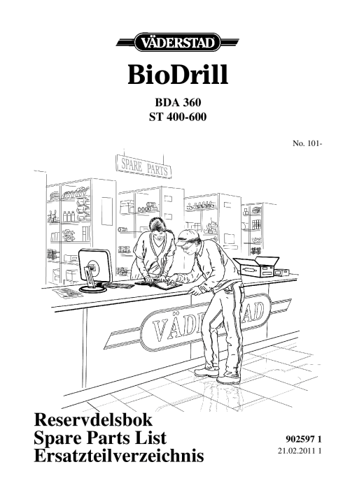 Vaderstad BioDrill-BDA-360-ST-400-600 Parts manual catalog PDF Download