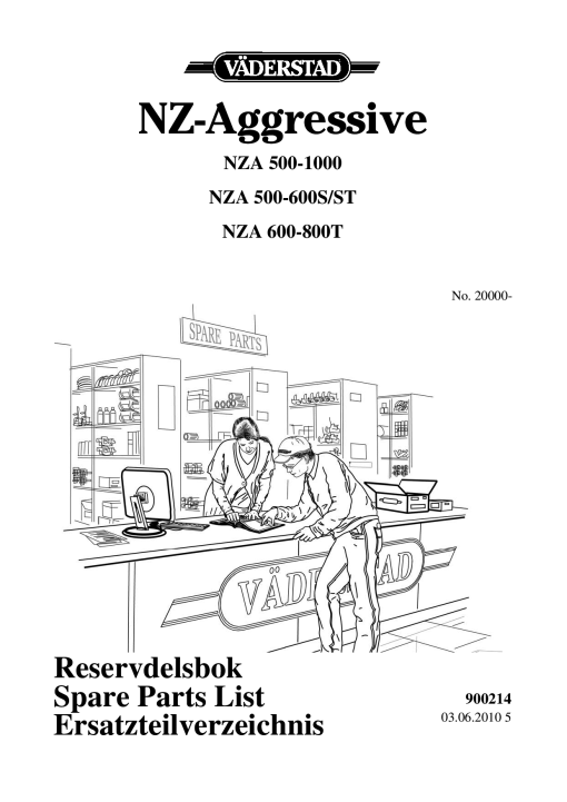 Vaderstad NZ-Aggressive-NZA-500-1000-NZA-500-600-NZA-600-800T Parts manual catalog PDF Download