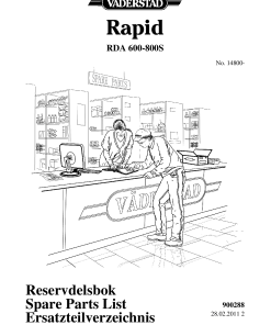 Vaderstad Rapid RDA 600-800S Parts manual catalog PDF Download