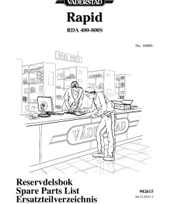 Vaderstad RapidA RDA 400-800S Parts manual catalog PDF Download