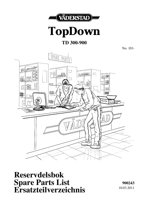 Vaderstad TopDown TD 300-900 Parts manual catalog PDF Download