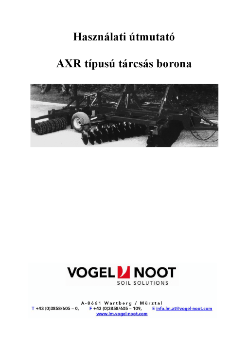 Vogel&Noot AXR Parts manual catalog PDF Download