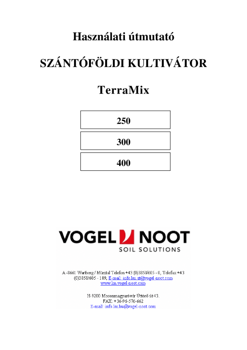 Vogel&Noot Terramix_250_300_400 Parts manual catalog PDF Download