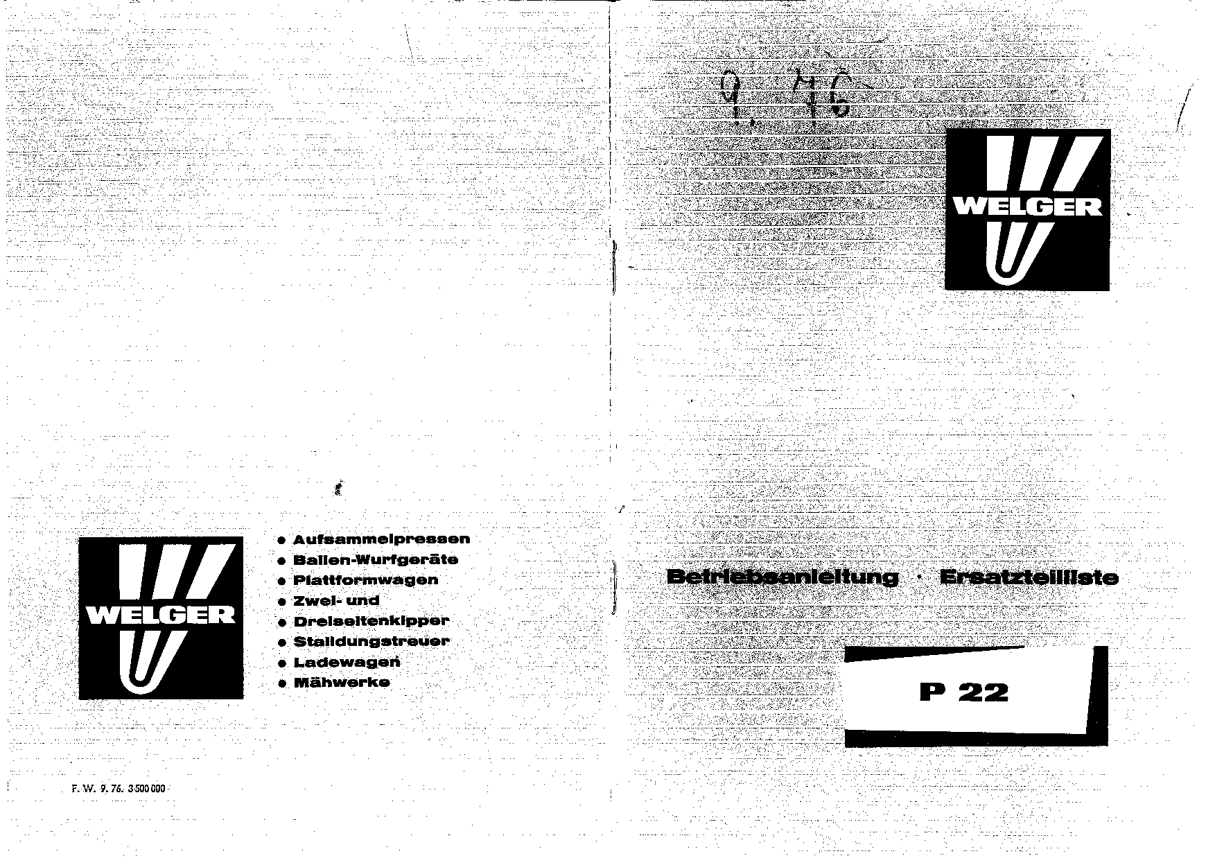 Welger Ballen_Wurfgerate_p22_ap12k.41.45.51.71 Parts manual catalog PDF Download