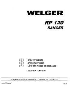 Welger RP120_Ranger Round Baler Parts manual catalog PDF Download