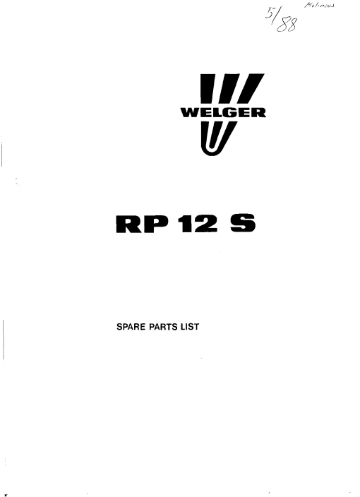 Welger RP12S_1988 Round Baler Parts manual catalog PDF Download