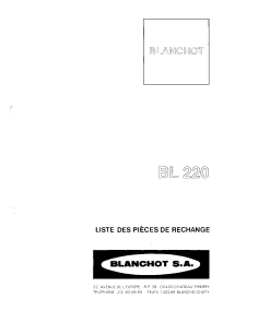 Welger RP12_1986_Blanchot_BL220 Round Baler Parts manual catalog PDF Download
