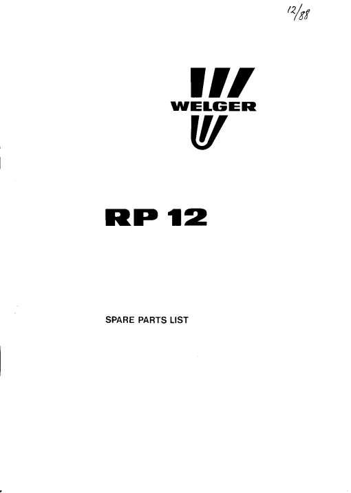 Welger RP12_1988 Round Baler Parts manual catalog PDF Download