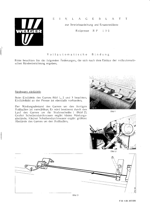 Welger RP150_1983 Round Baler Parts manual catalog PDF Download