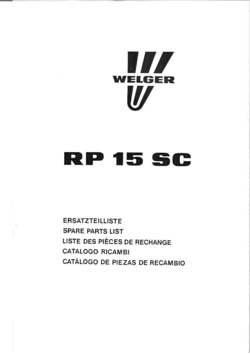 Welger RP15SC_1993 Round Baler Parts manual catalog PDF Download